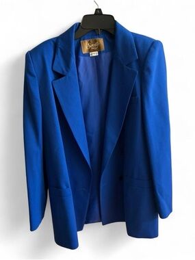Vintage Saville Cobalt Blue Structured Blazer Made in USA 8